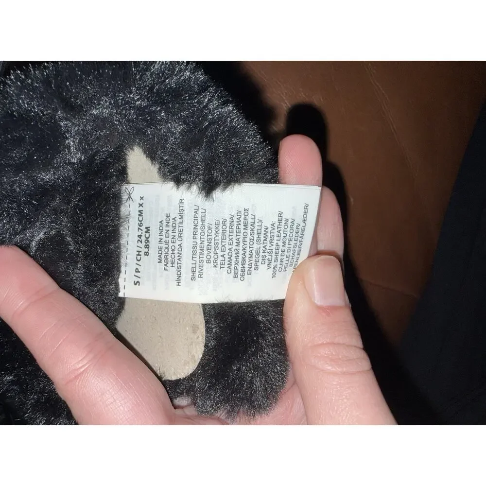 NWT LAUREN RALPH LAUREN Faux Fur Plush Lined Leather Gloves Small